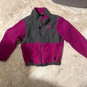 The North Face Kids Magenta and Gray Puffer Jacket